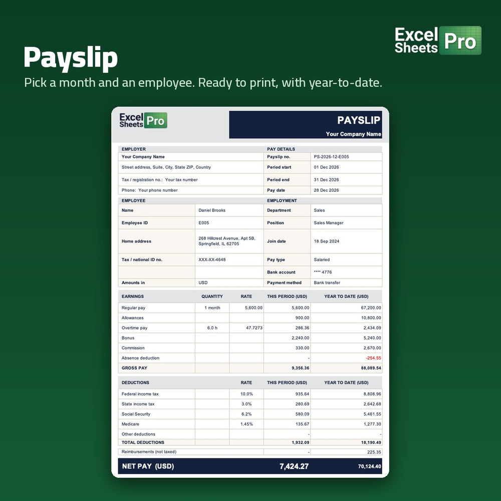 Payroll System Professional - payslip, ready to print