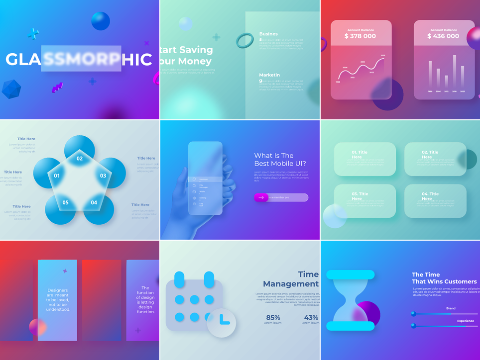 أمثلة شرائح PowerPoint - Glassmorphism